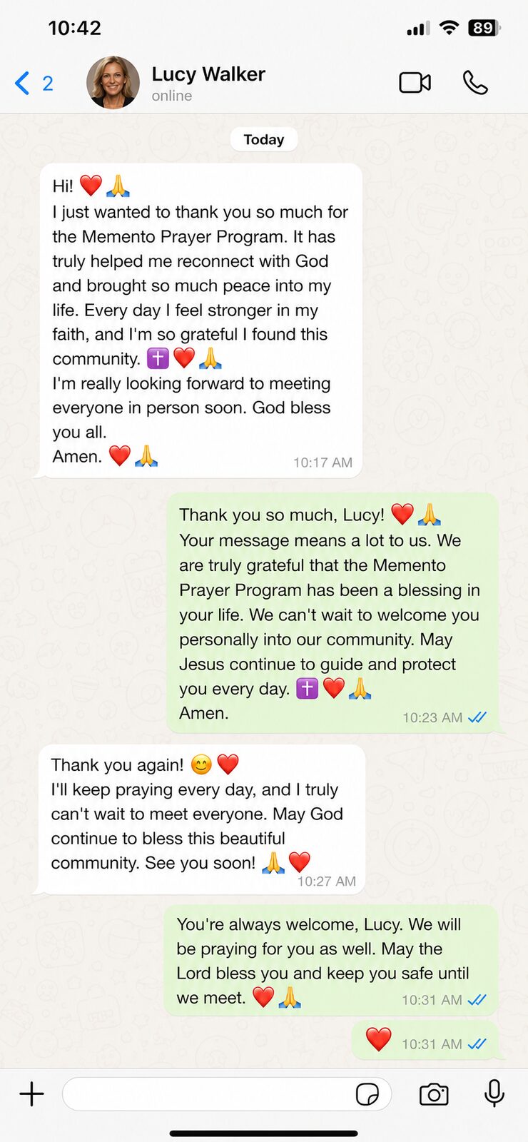 Message from a Memento community member 2