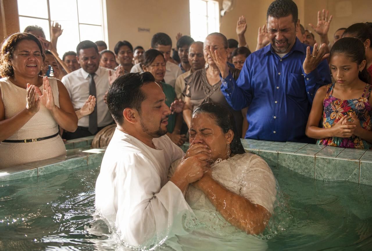 Baptism by immersion during a Memento seminar