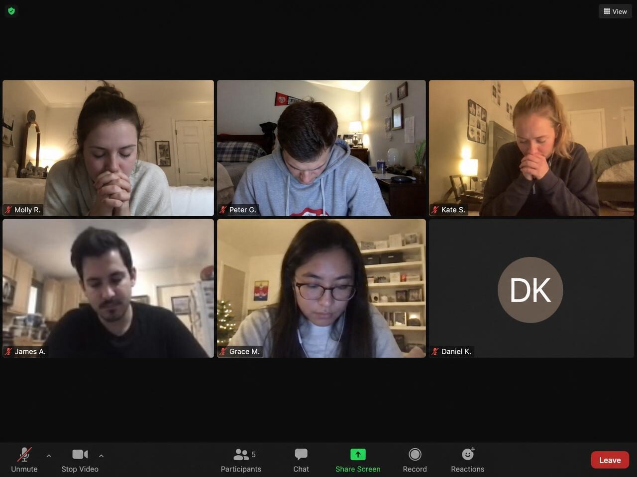 Memento online circle gathering on a video call